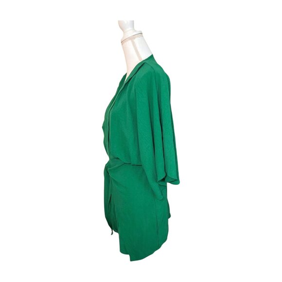 Green Tie-Front Kimono Sleeve Mini Dress – Size Medium (Preloved) - Picture 2 of 4